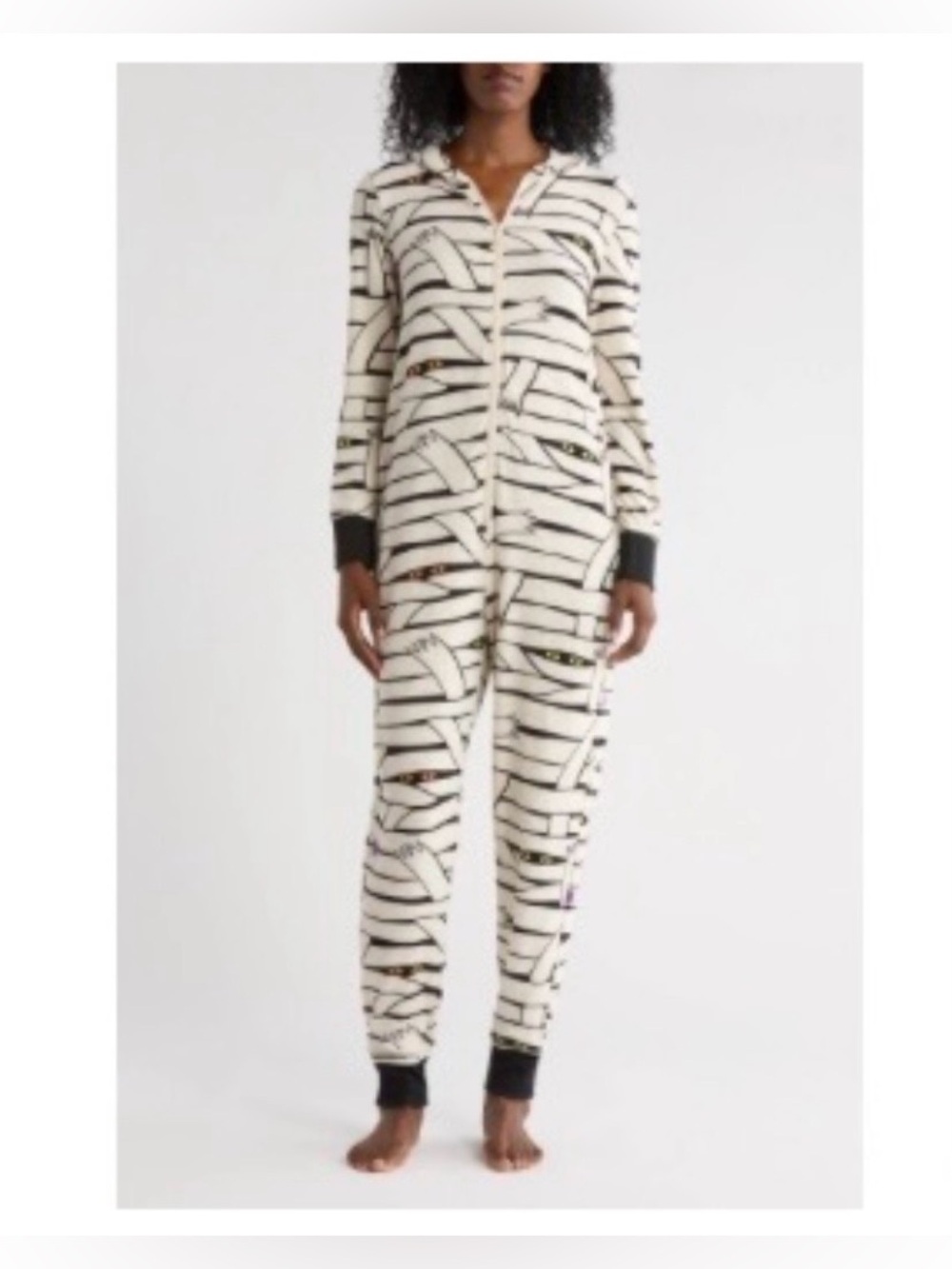 🆕 JACLYN Halloween Hooded One-Piece MUMMY WRAPS Pajamas.